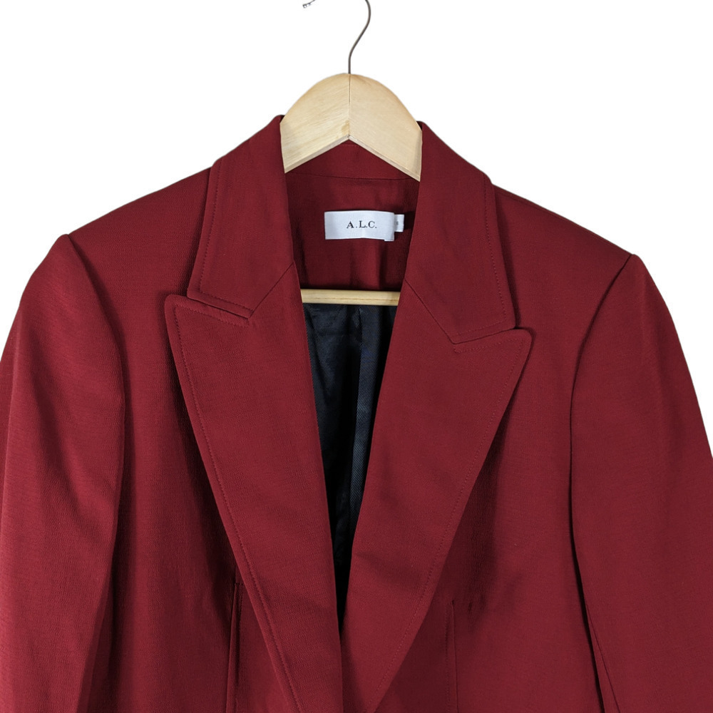 A.L.C. ALC Womens Blazer 6 Red Wool Button Up Front Pockets Unlined Jacket - Picture 2 of 9